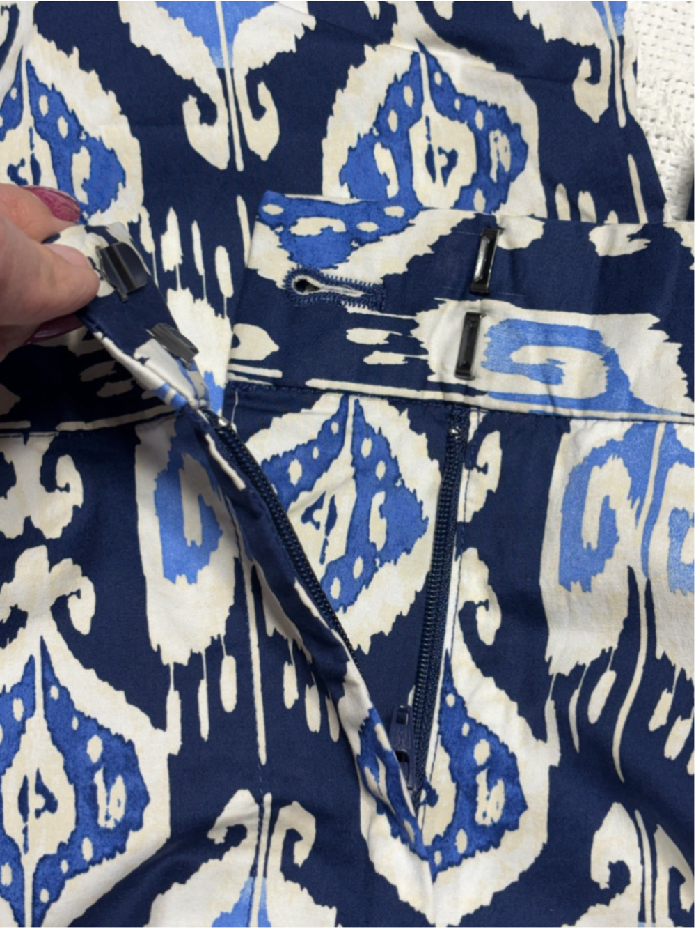 NWT J. McLaughlin Amal Wide Leg Pants Blue Ikat Geometric Tribal Print Size 6 - Picture 9 of 10